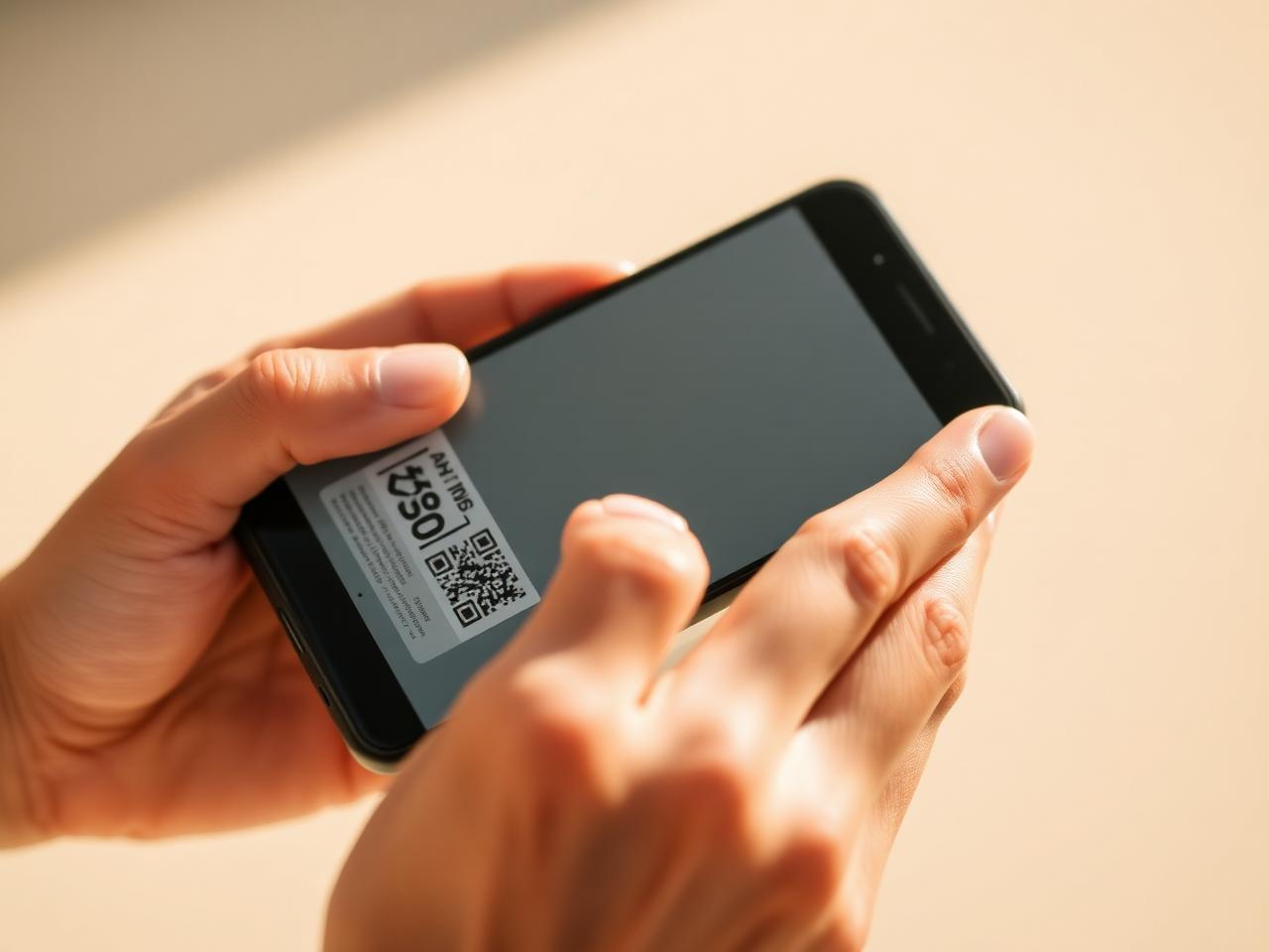 Hand scant een QR-code op een lithium-batterij met smartphone