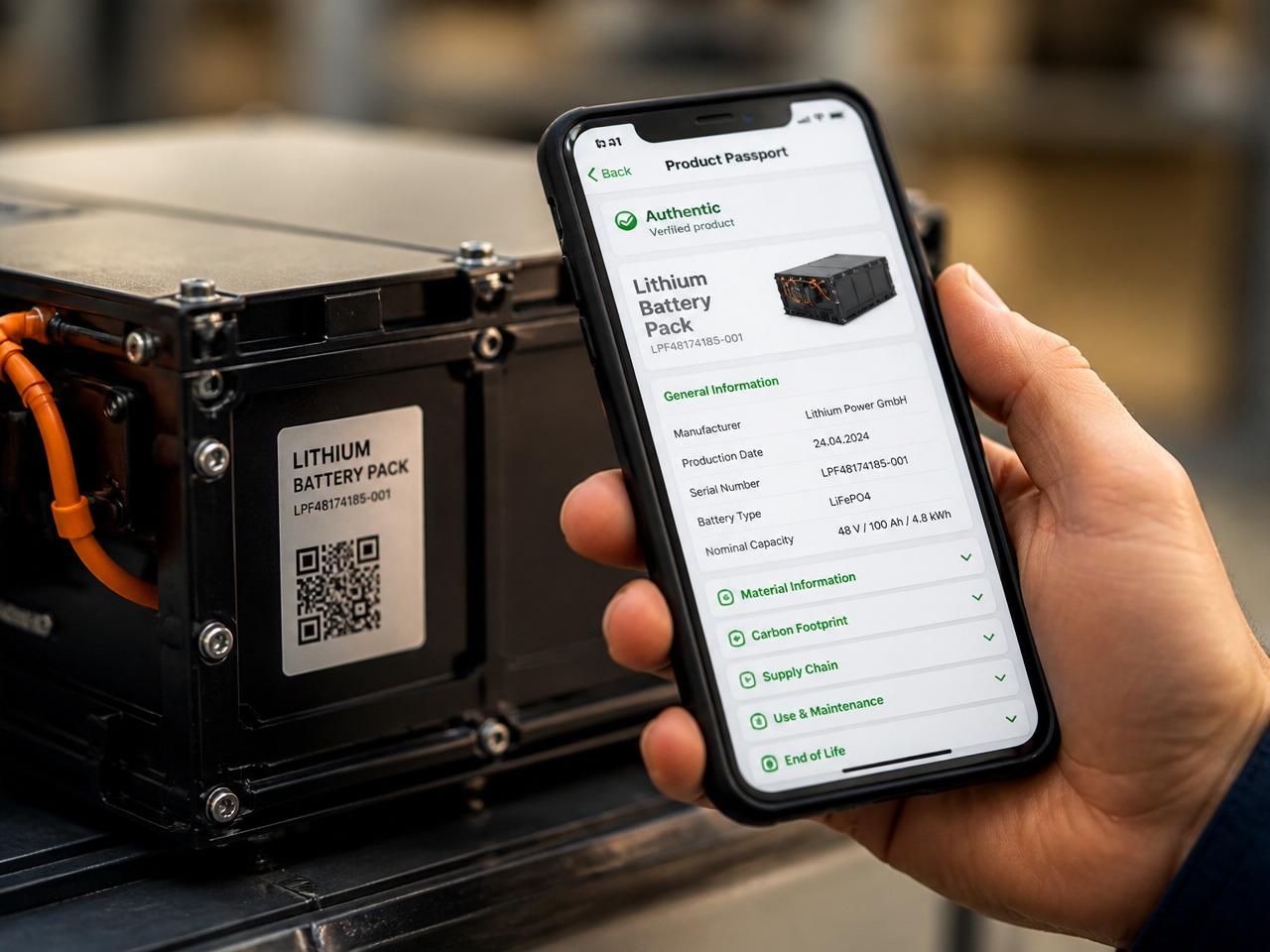 Klant scant QR-code op batterij en ziet het digitale dossier